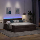 Ottoman bed 200x200 cm donkerbruin stof met LED
