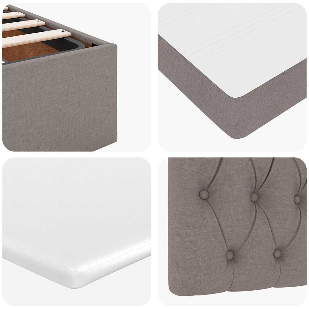 Ottoman bed met matrassen en LED's 200x200cm stof taupe