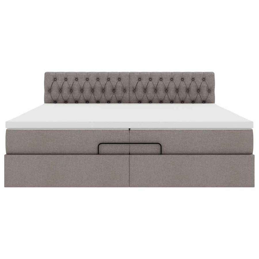 Ottoman bed met matrassen en LED's 200x200cm stof taupe