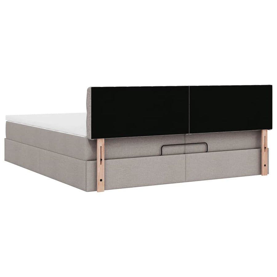 Ottoman bed met matrassen en LED's 200x200cm stof taupe