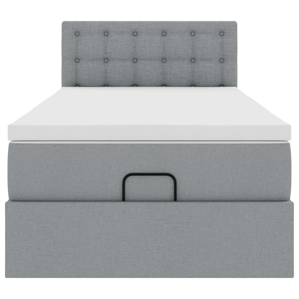 Ottoman bed met matras en LED's 80x200cm stof lichtgrijs