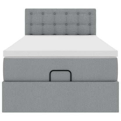 Ottoman bed met matras en LED's 80x200cm stof lichtgrijs