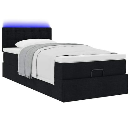 Ottoman bed met matras en LED's 80x200cm stof zwart