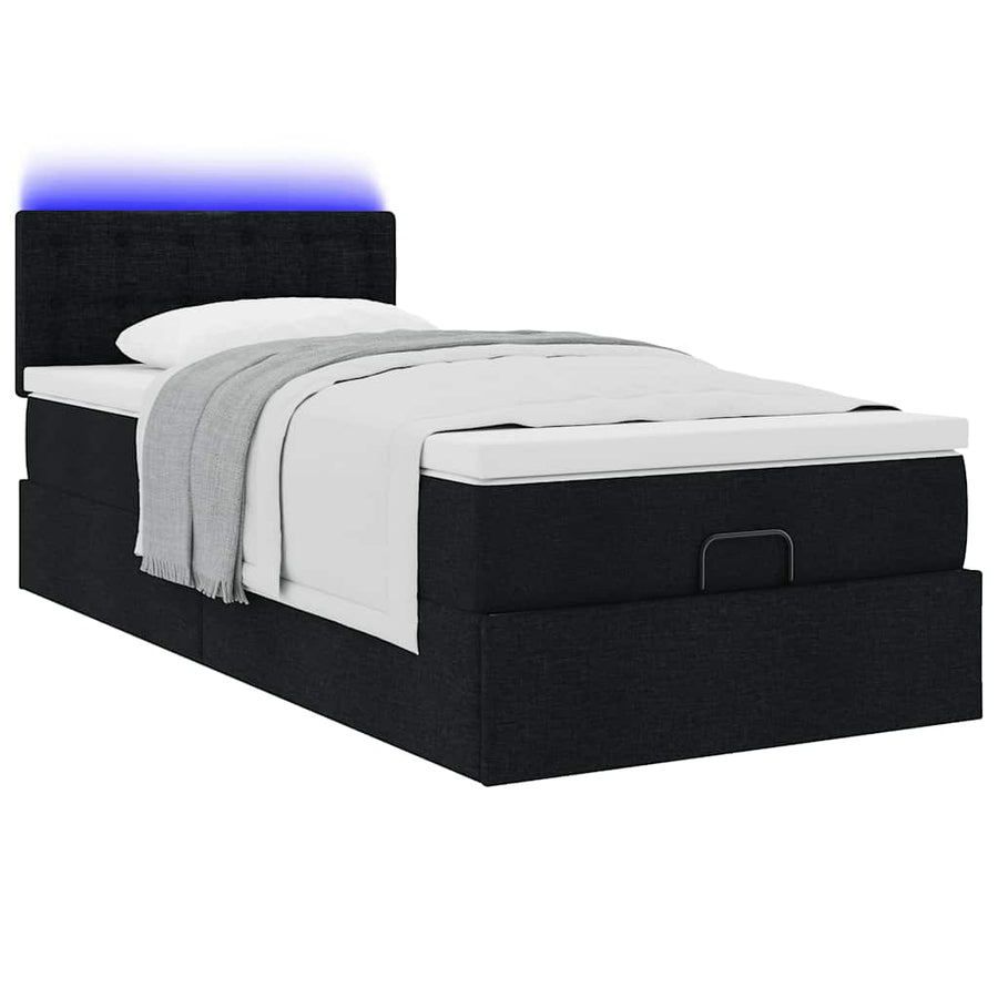Ottoman bed met matras en LED's 80x200cm stof zwart