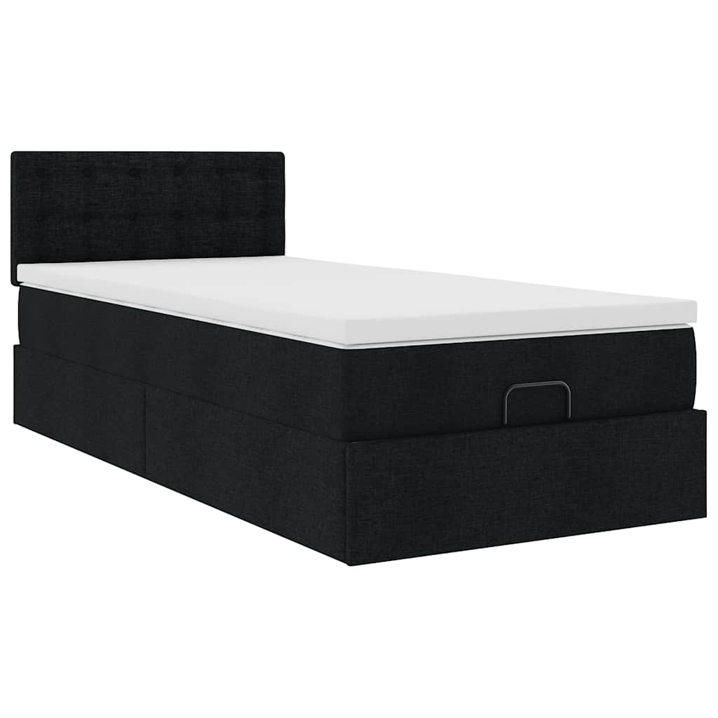 Ottoman bed met matras en LED's 80x200cm stof zwart