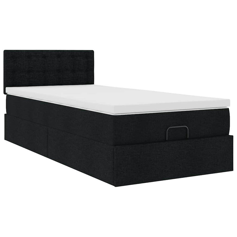 Ottoman bed met matras en LED's 80x200cm stof zwart
