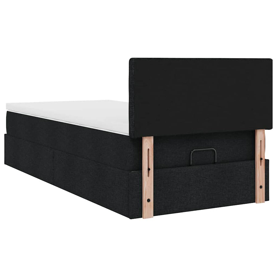 Ottoman bed met matras en LED's 80x200cm stof zwart