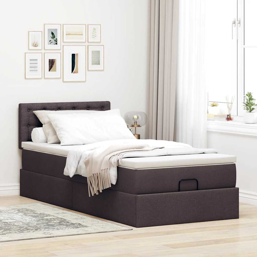Ottoman bed met matras en LED's 80x200cm stof donkerbruin
