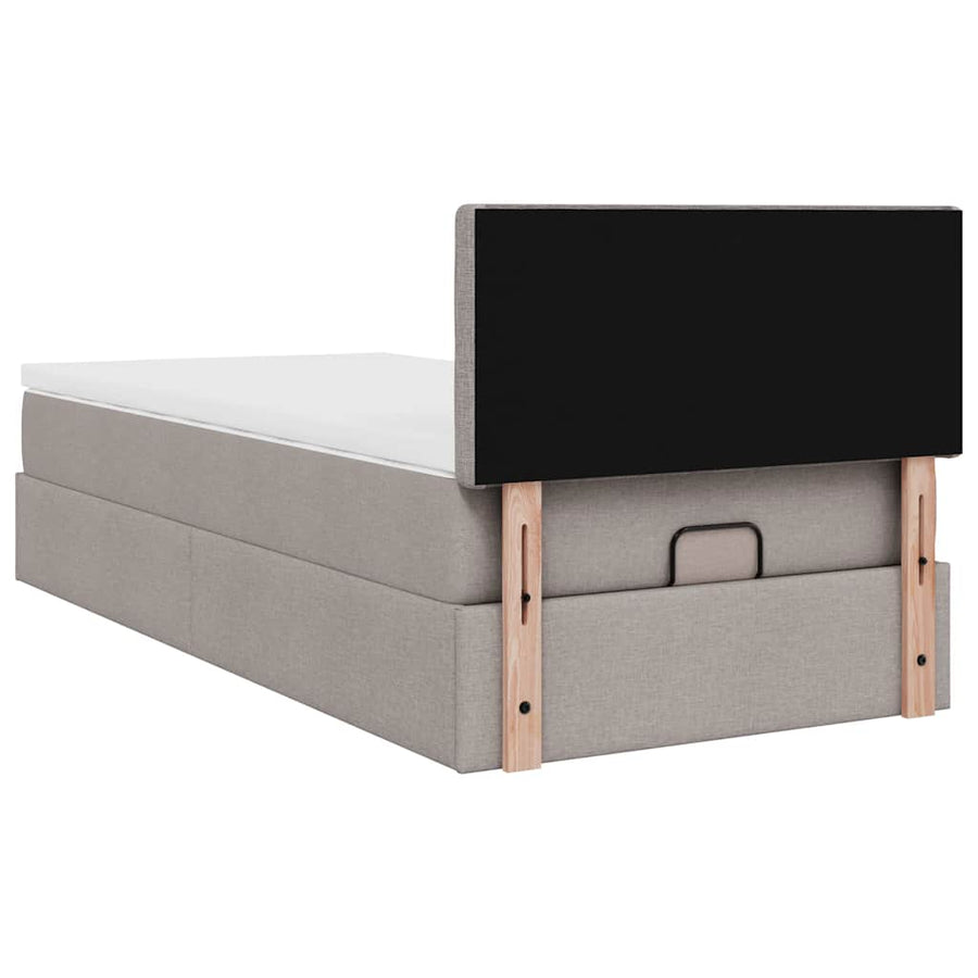 Ottoman bed met matras en LED's 80x200cm stof taupe