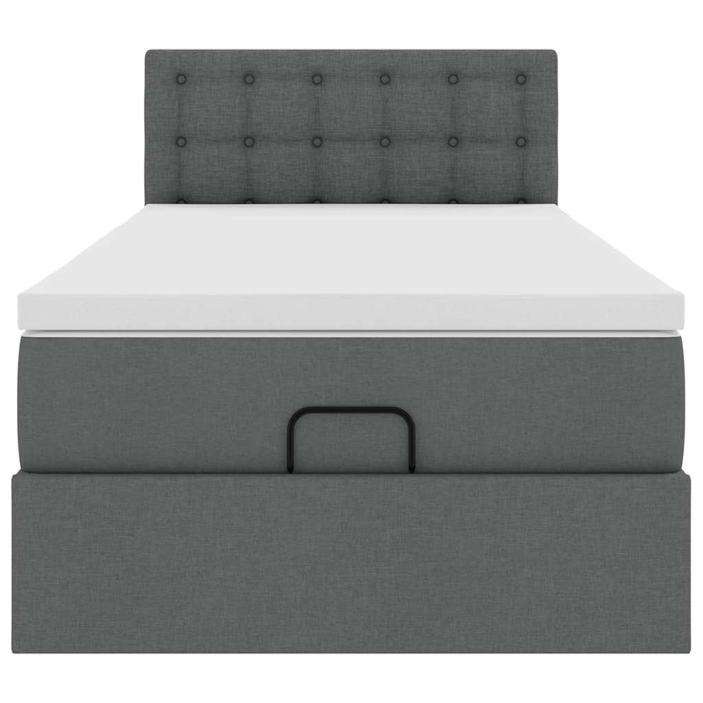 Ottoman bed met matras en LED's 90x190cm stof donkergrijs