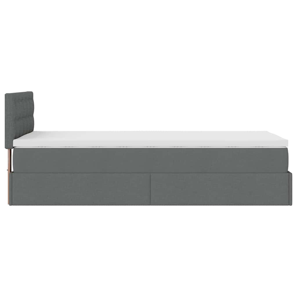 Ottoman bed met matras en LED's 90x190cm stof donkergrijs