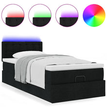 Ottoman bed met matras en LED's 90x190cm stof zwart