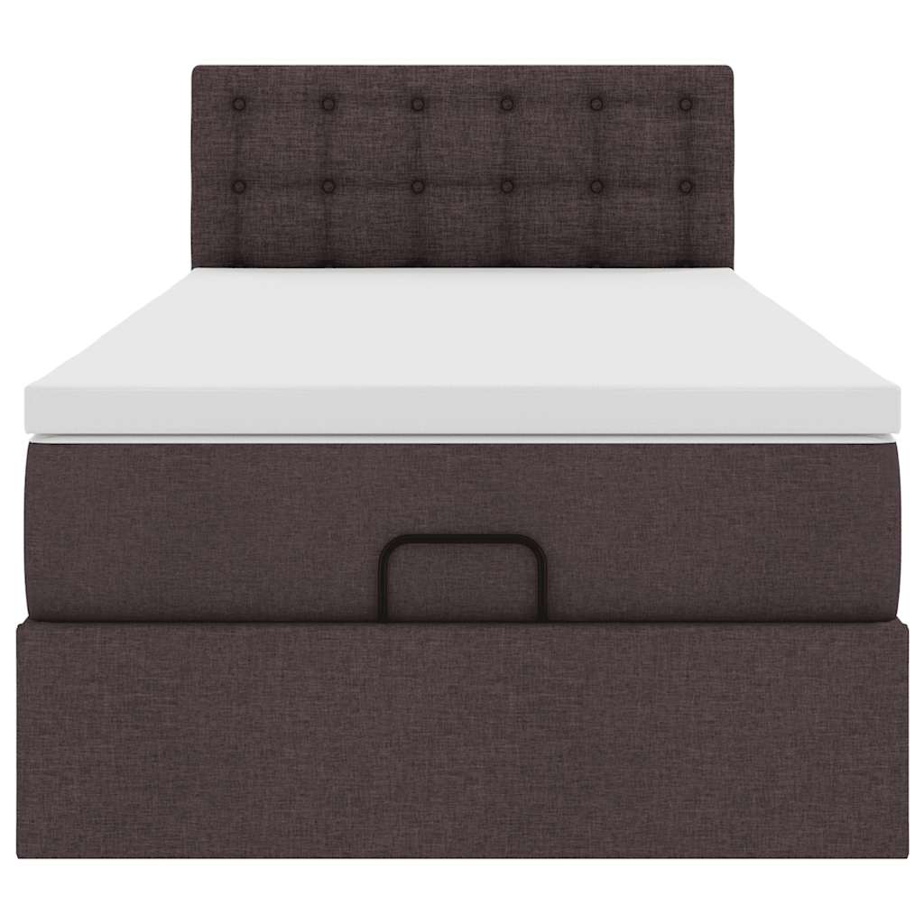 Ottoman bed met matras en LED's 90x190cm stof donkerbruin