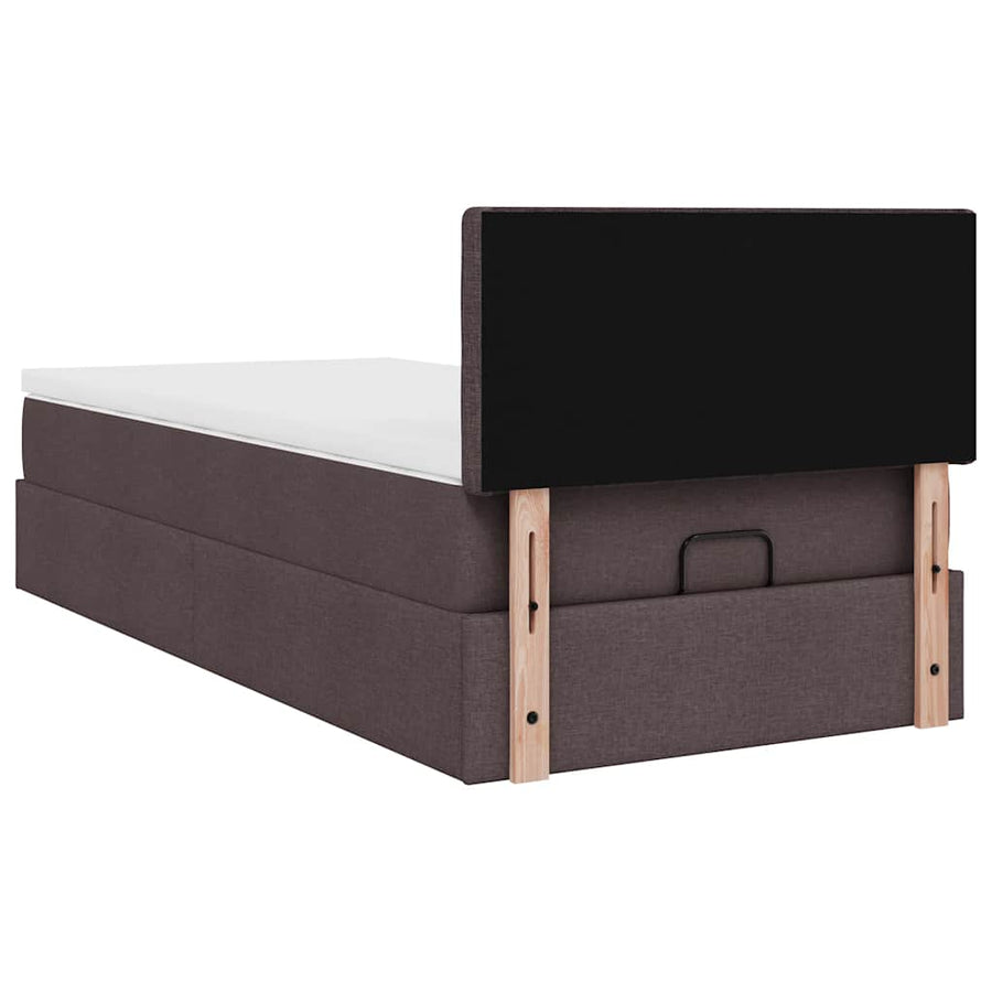 Ottoman bed met matras en LED's 90x190cm stof donkerbruin