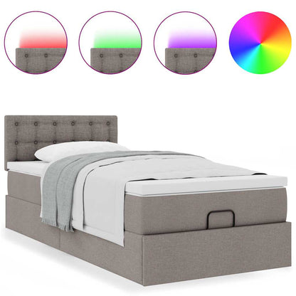Ottoman bed met matras en LED's 90x190cm stof taupe