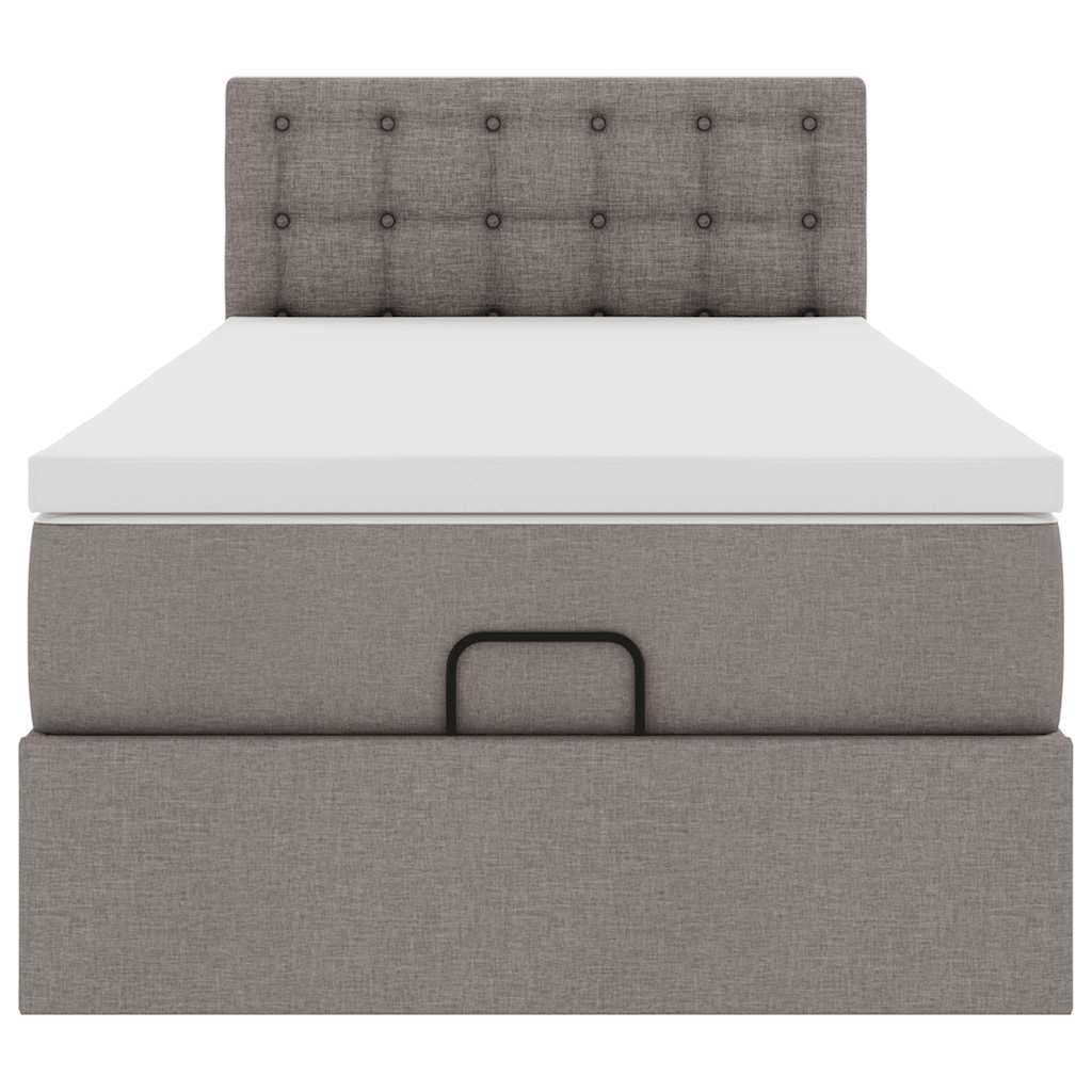 Ottoman bed met matras en LED's 90x190cm stof taupe