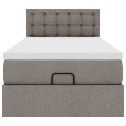 Ottoman bed met matras en LED's 90x190cm stof taupe
