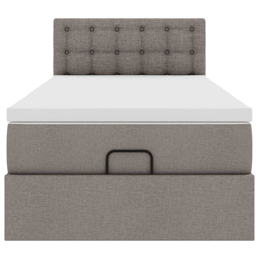 Ottoman bed met matras en LED's 90x190cm stof taupe