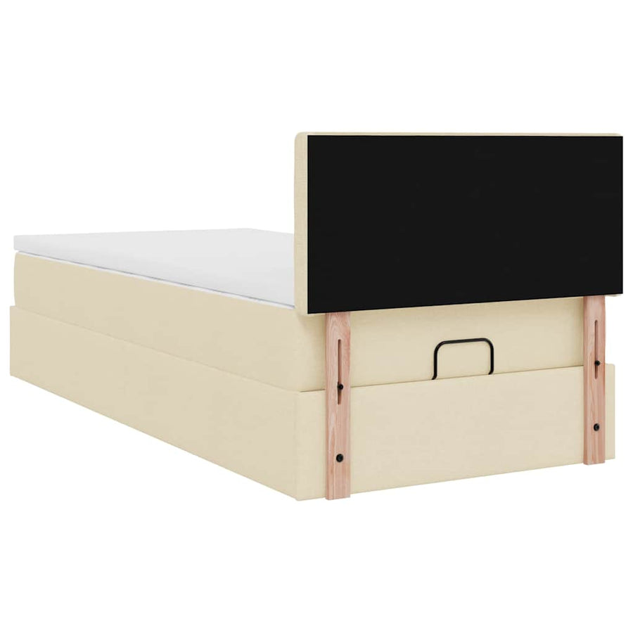 Ottoman bed met matras en LED's 90x190cm stof crèmekleurig