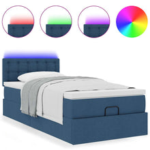 Ottoman bed met matras en LED's 90x190cm stof blauw