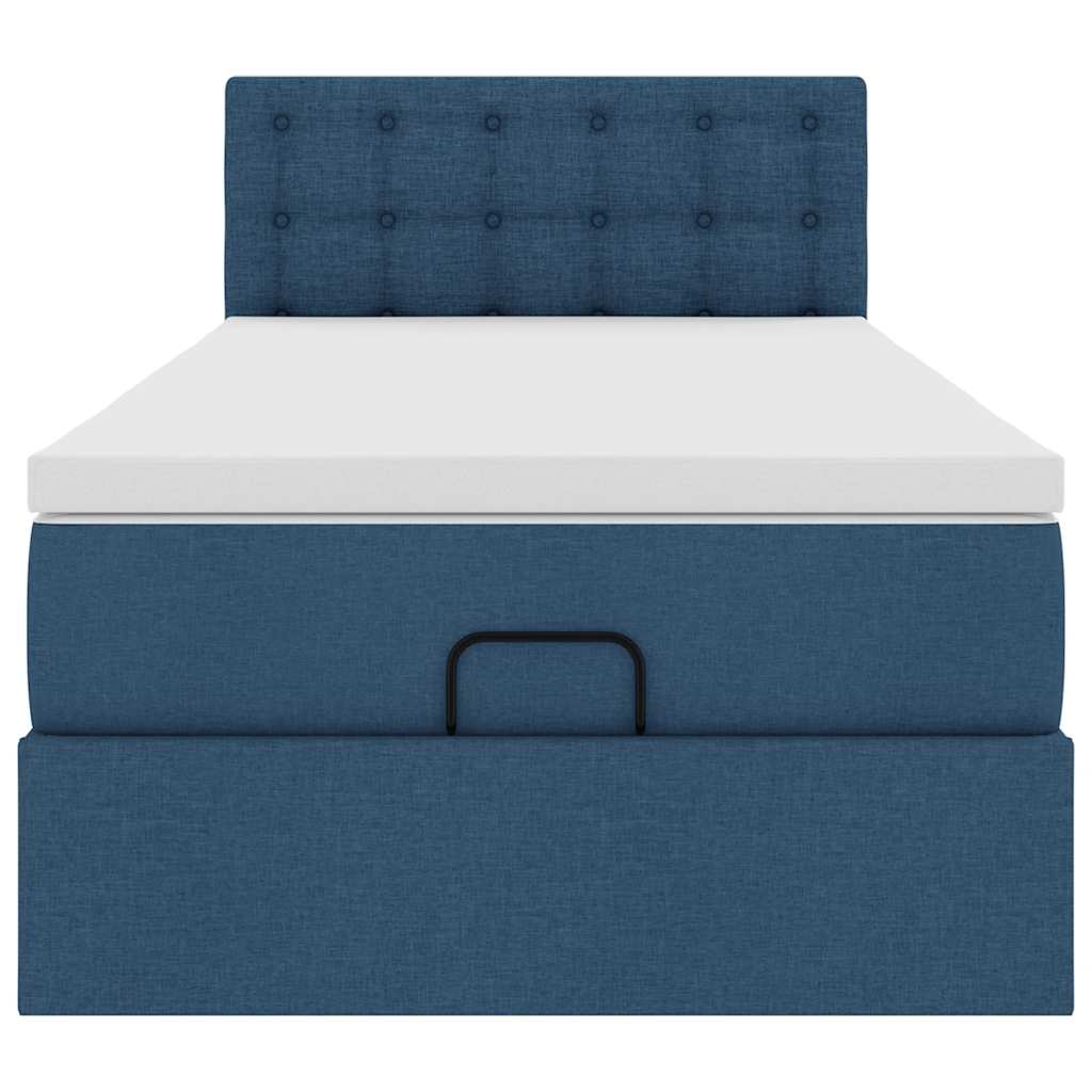 Ottoman bed met matras en LED's 90x190cm stof blauw