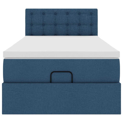 Ottoman bed met matras en LED's 90x190cm stof blauw