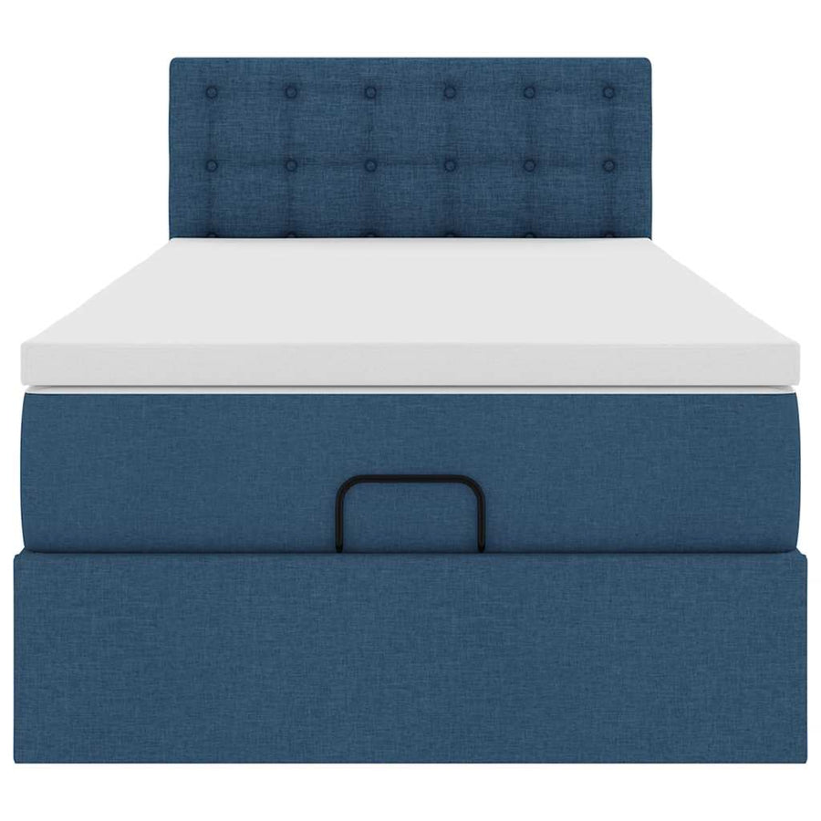 Ottoman bed met matras en LED's 90x190cm stof blauw