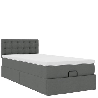 Ottoman bed met matras en LED's 90x200 cm stof donkergrijs