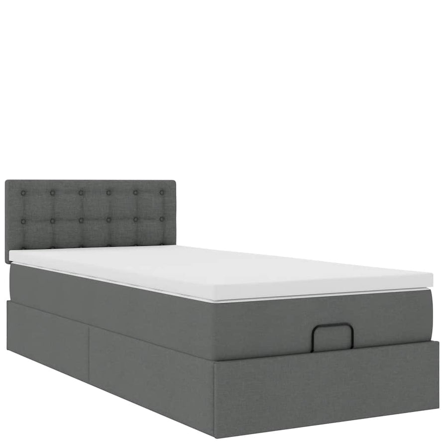 Ottoman bed met matras en LED's 90x200 cm stof donkergrijs