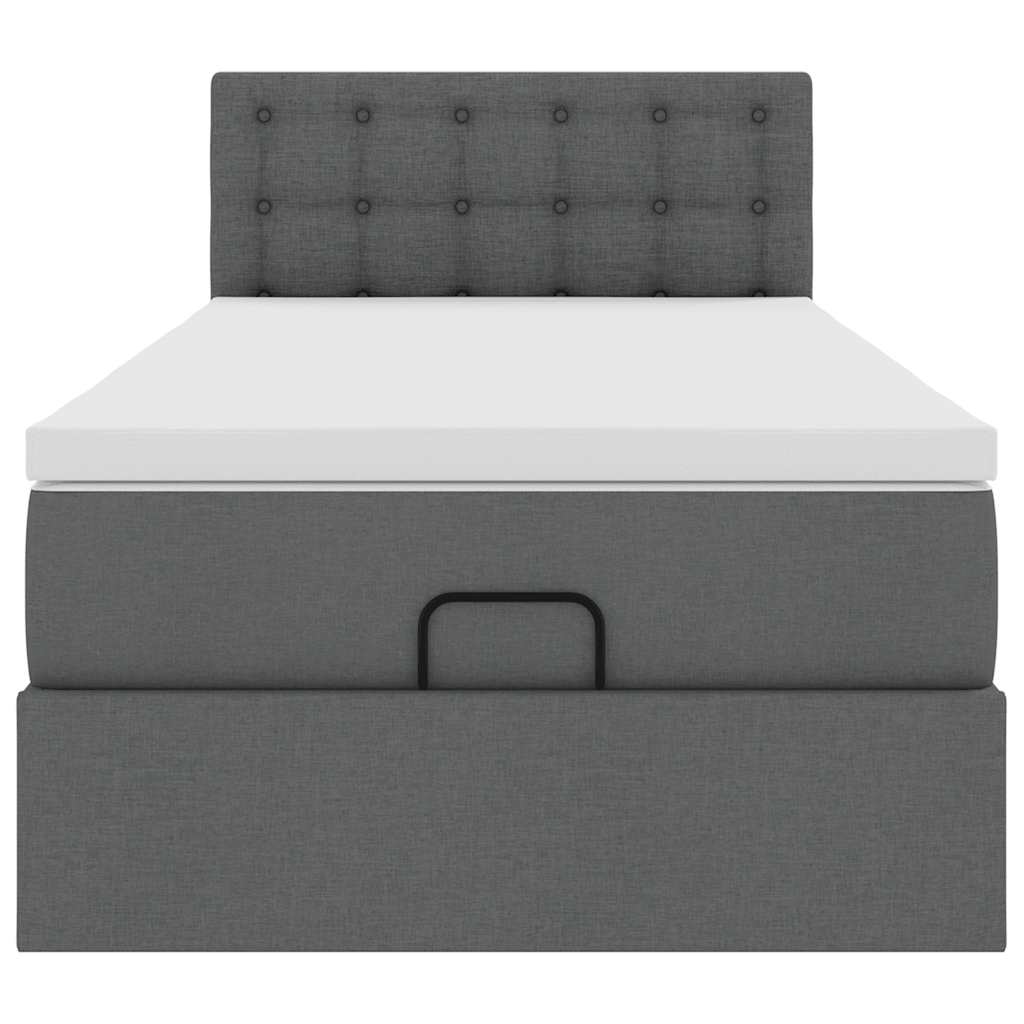 Ottoman bed met matras en LED's 90x200 cm stof donkergrijs