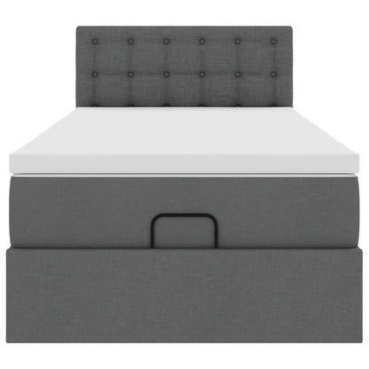 Ottoman bed met matras en LED's 90x200 cm stof donkergrijs