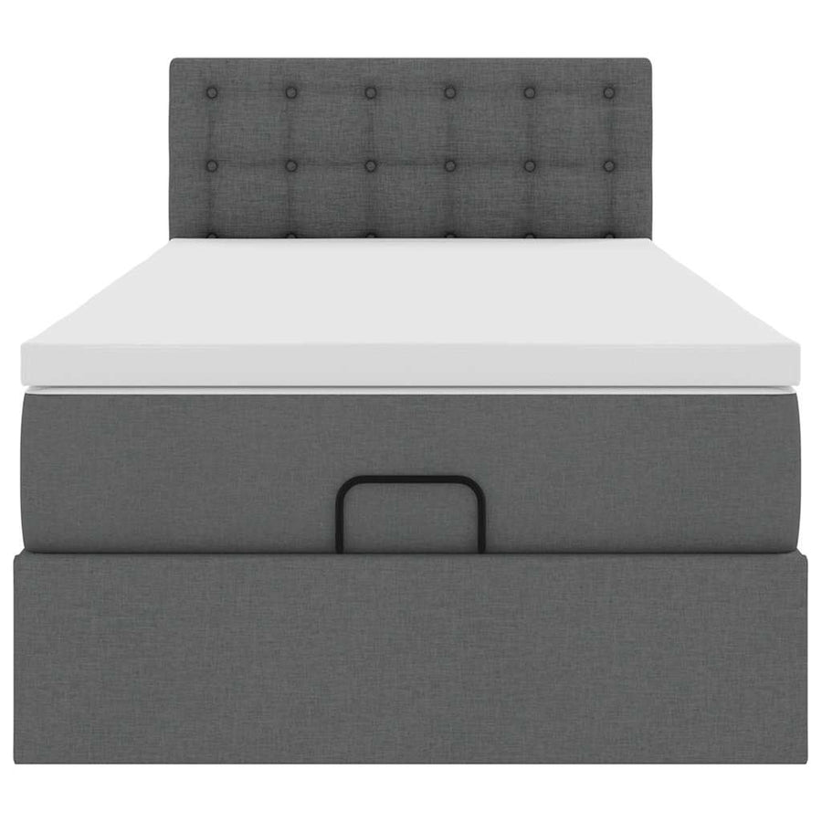 Ottoman bed met matras en LED's 90x200 cm stof donkergrijs
