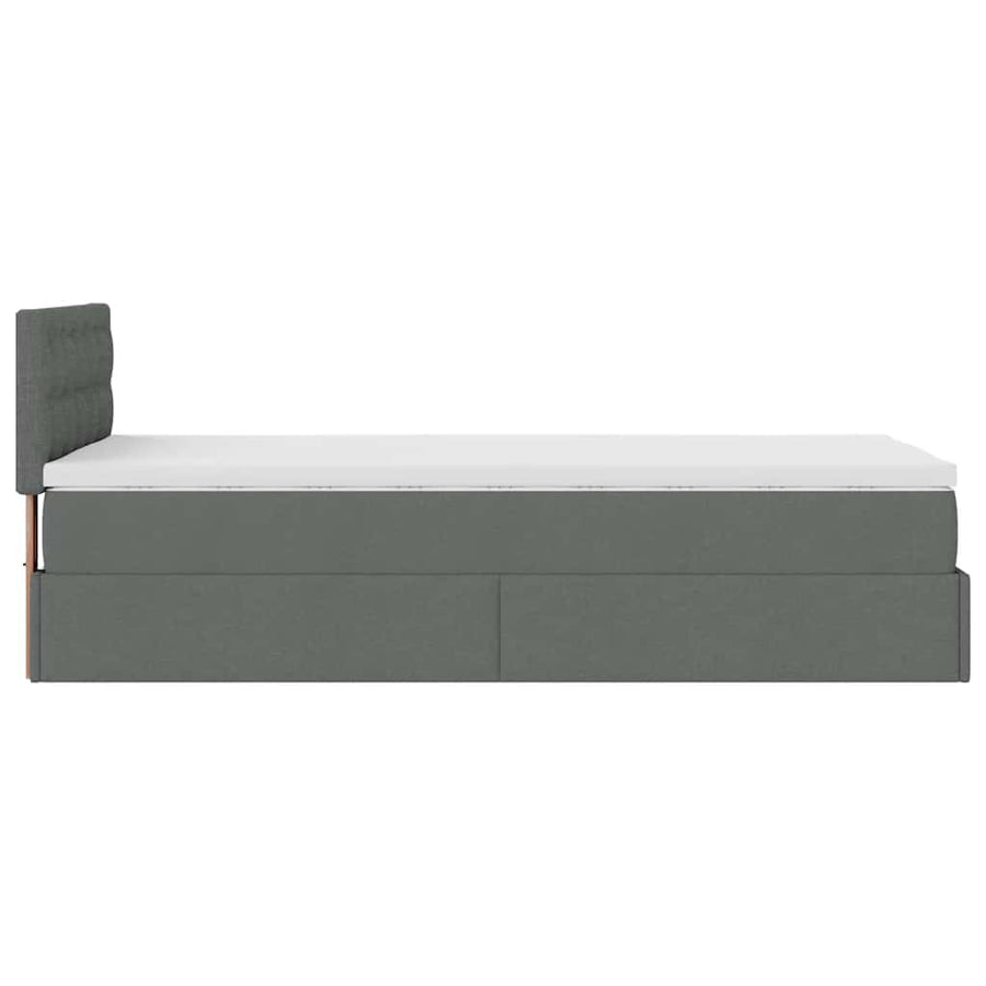 Ottoman bed met matras en LED's 90x200 cm stof donkergrijs