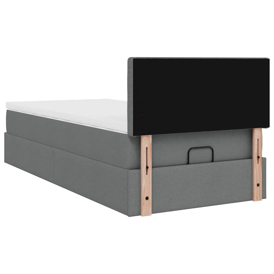 Ottoman bed met matras en LED's 90x200 cm stof donkergrijs