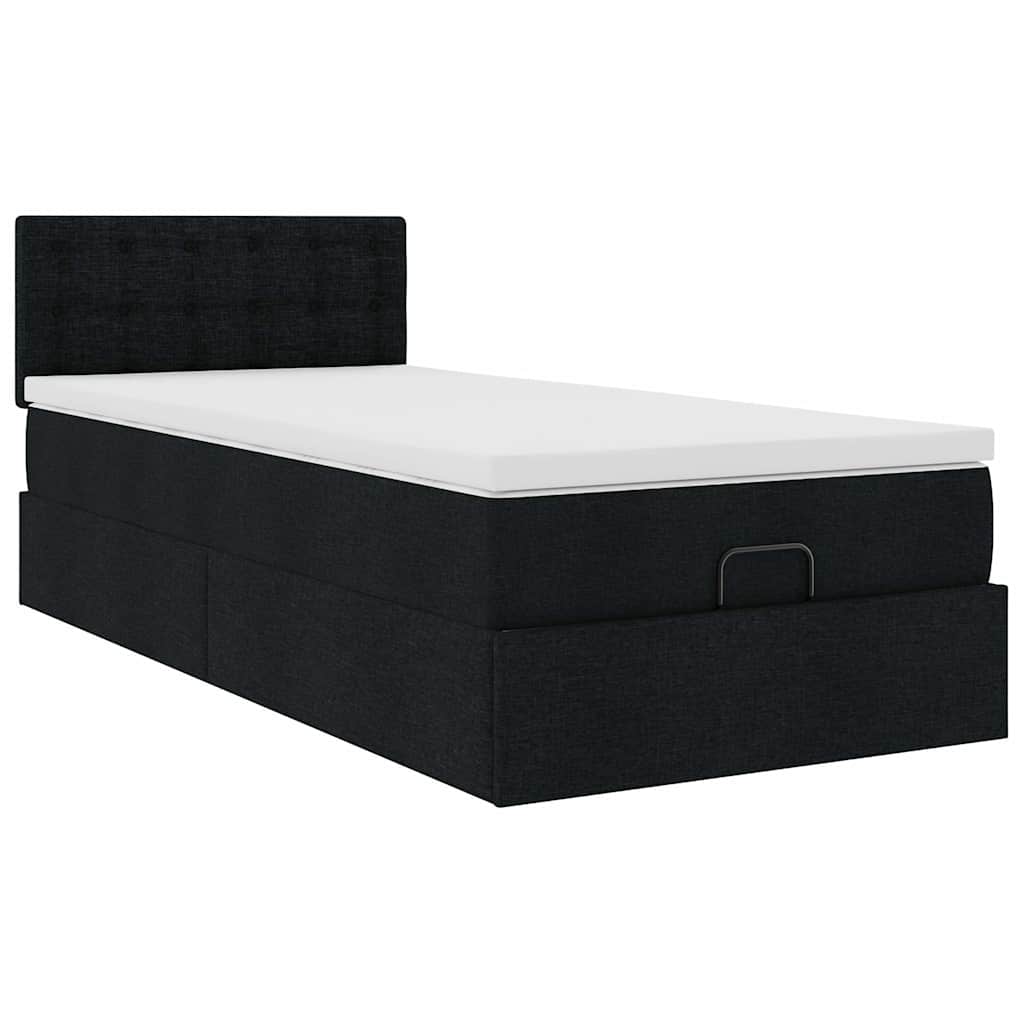 Ottoman bed met matras en LED's 90x200 cm stof zwart