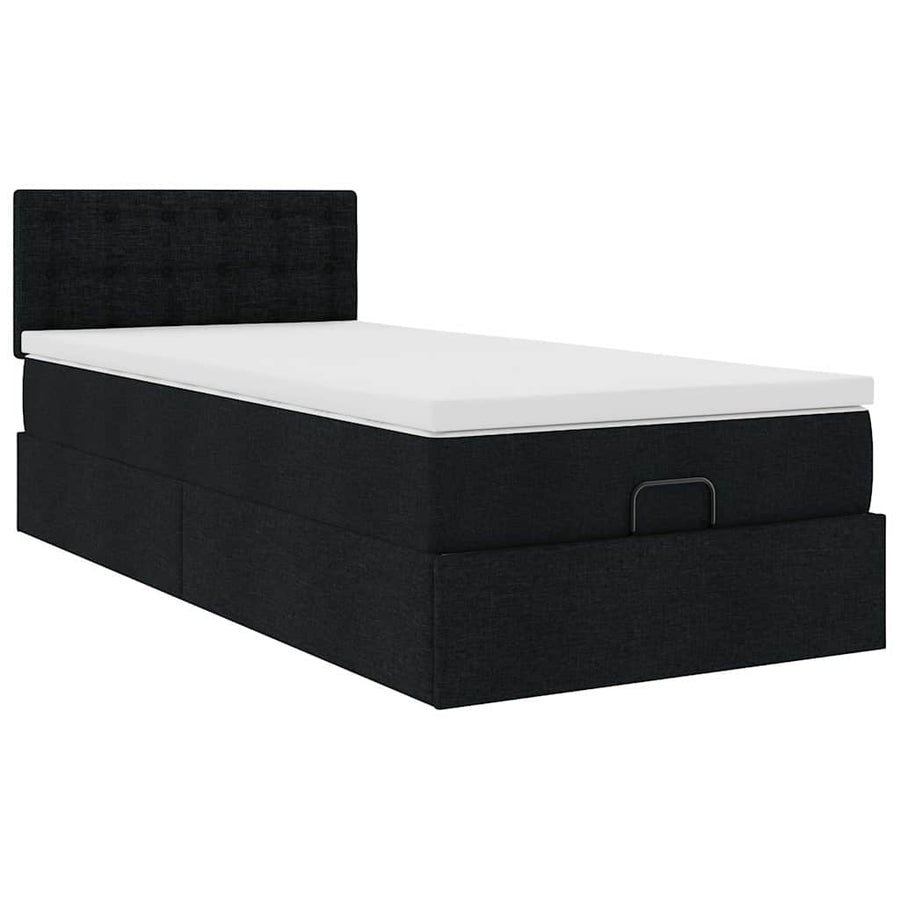 Ottoman bed met matras en LED's 90x200 cm stof zwart