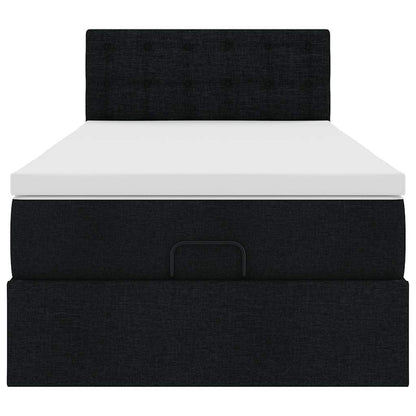 Ottoman bed met matras en LED's 90x200 cm stof zwart