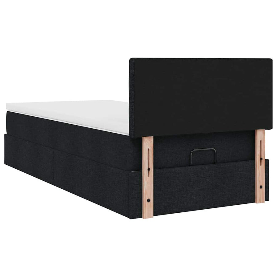 Ottoman bed met matras en LED's 90x200 cm stof zwart