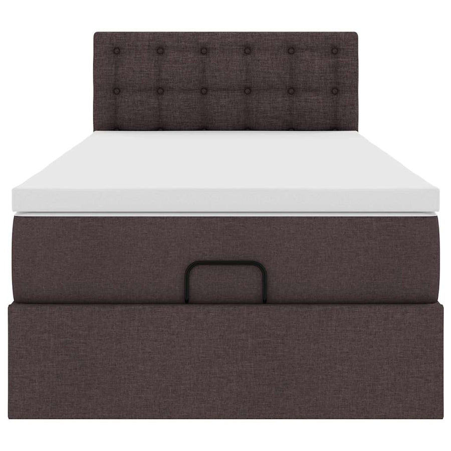 Ottoman bed met matras en LED's 90x200 cm stof donkerbruin