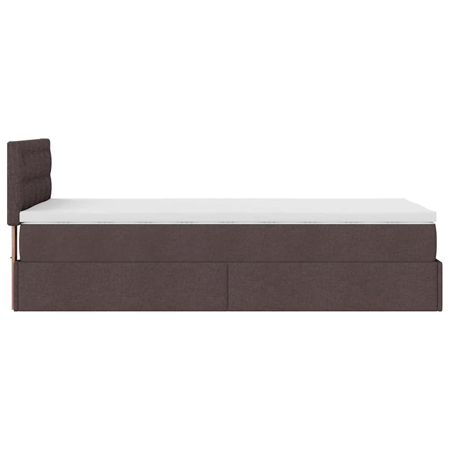 Ottoman bed met matras en LED's 90x200 cm stof donkerbruin