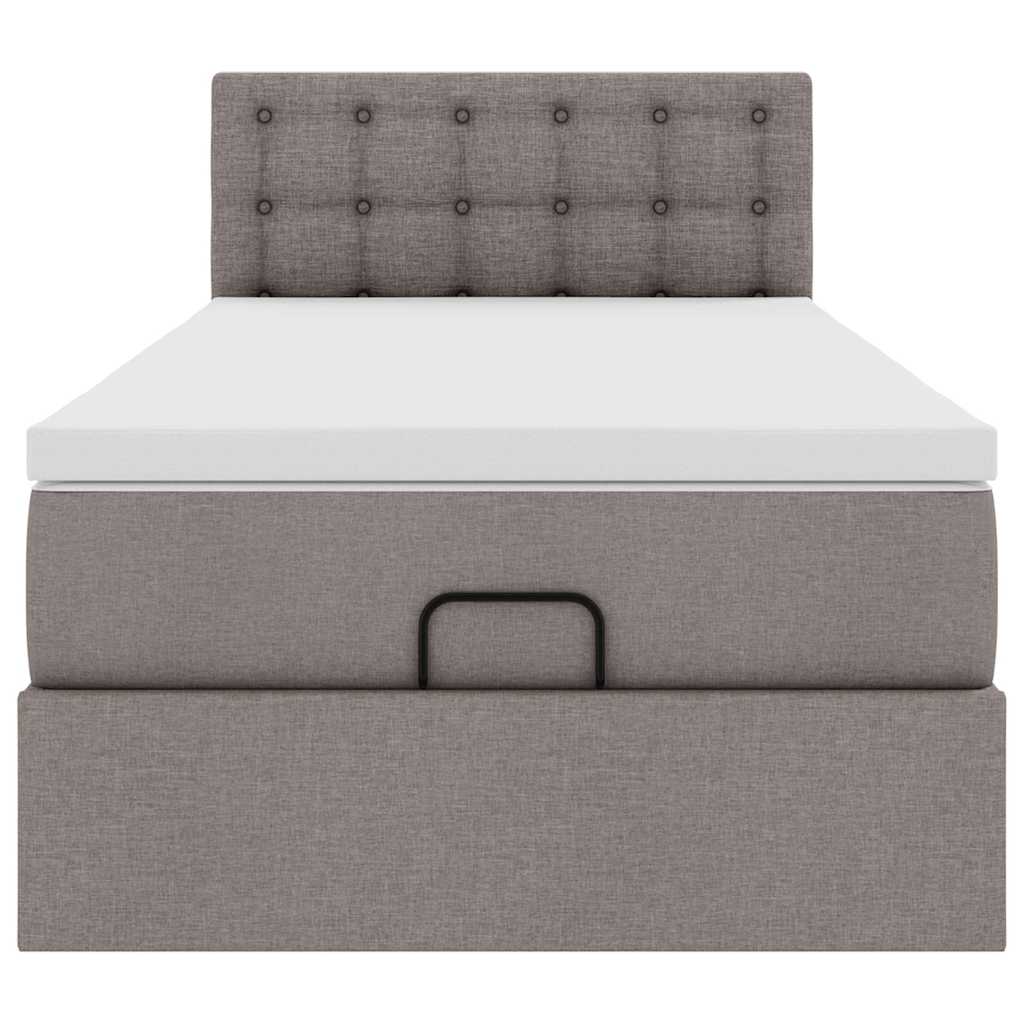 Ottoman bed met matras en LED's 90x200 cm stof taupe