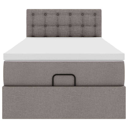 Ottoman bed met matras en LED's 90x200 cm stof taupe