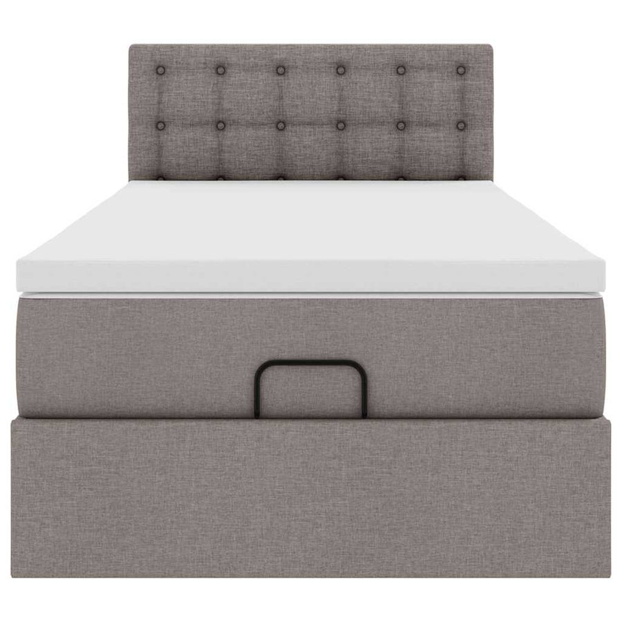 Ottoman bed met matras en LED's 90x200 cm stof taupe