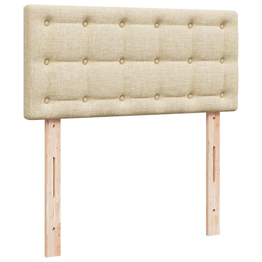 Ottoman bed met matras en LED's 90x200 cm stof crèmekleurig