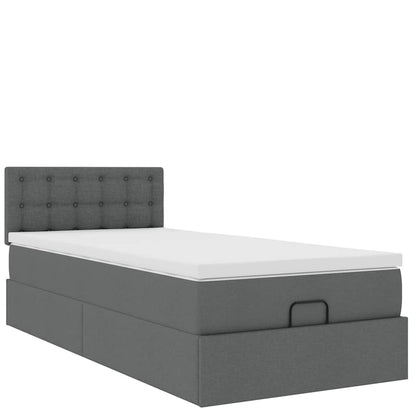 Ottoman bed met matras en LED's 100x200cm stof donkergrijs