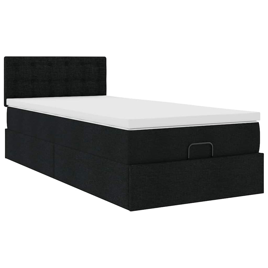 Ottoman bed met matras en LED's 100x200 cm stof zwart