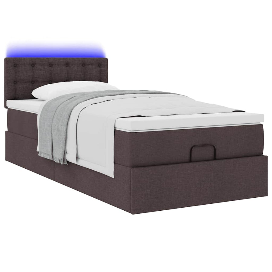 Ottoman bed met matras en LED's 100x200 cm stof donkerbruin