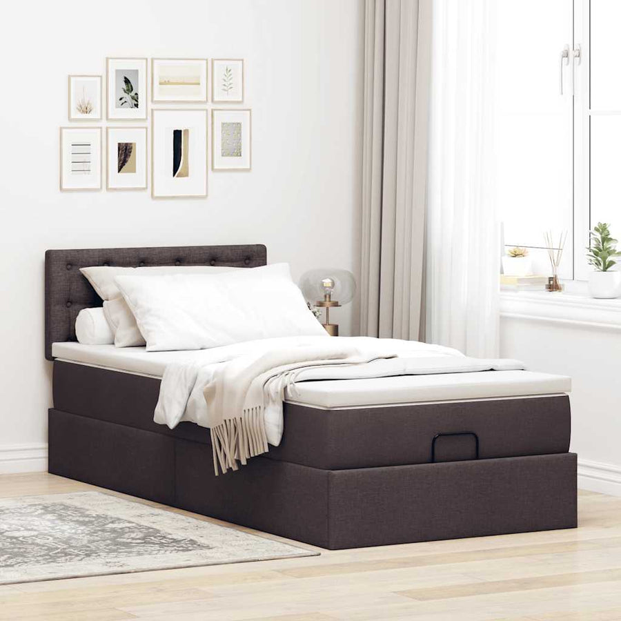 Ottoman bed met matras en LED's 100x200 cm stof donkerbruin