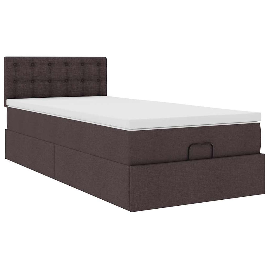 Ottoman bed met matras en LED's 100x200 cm stof donkerbruin