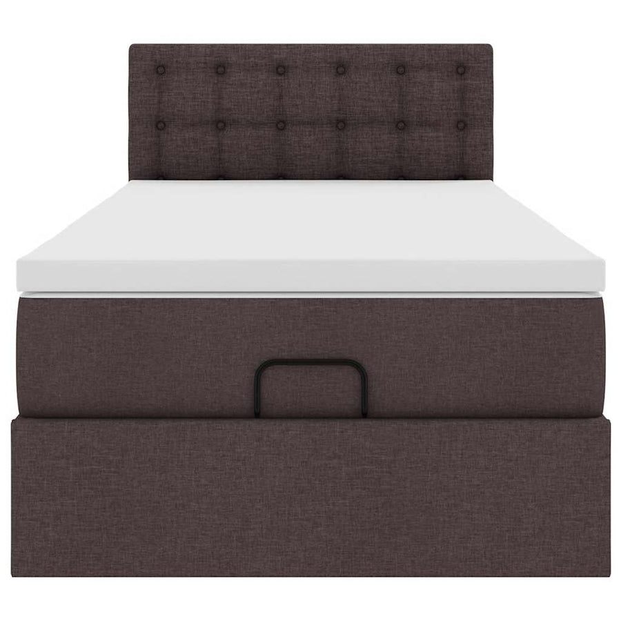 Ottoman bed met matras en LED's 100x200 cm stof donkerbruin